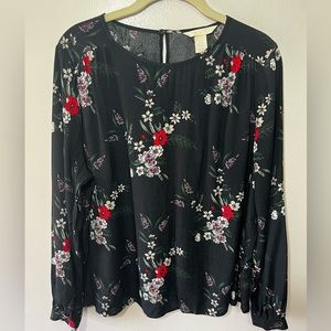 H&M long sleeve floral blouse, US 10